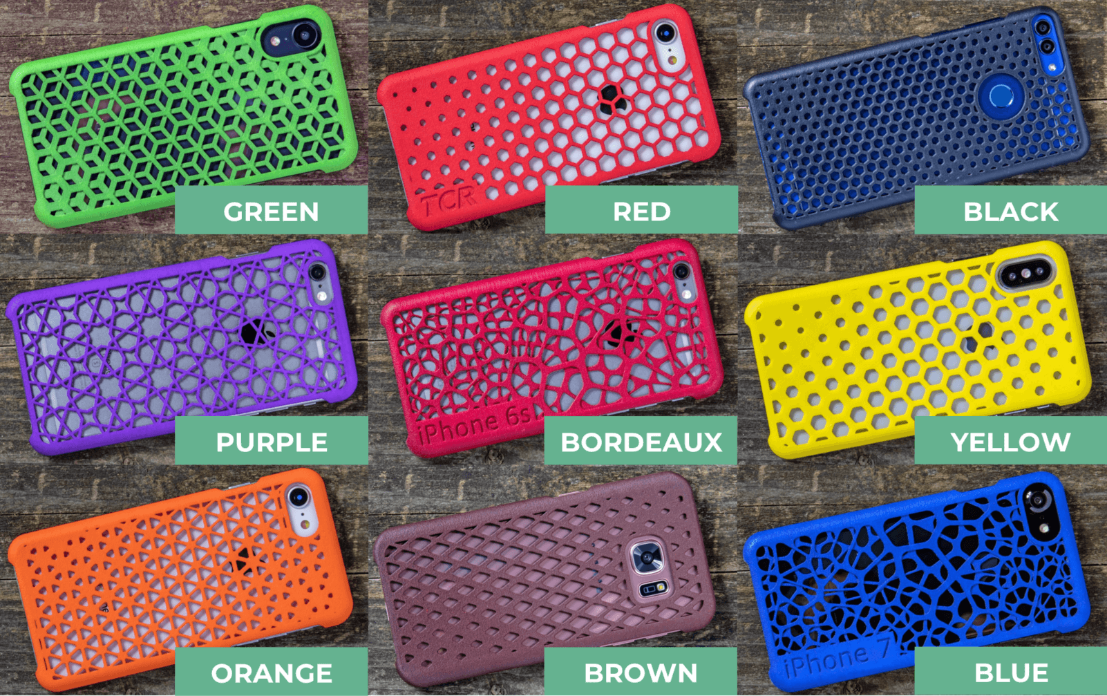 Colour overview 3D printed smartphone cases